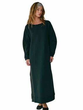 Free People Beach Black Karina Cotton Midi Dress Size Large NWT